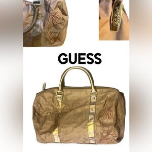 Guess Avignon Tan and Bronze Embroidered Bag